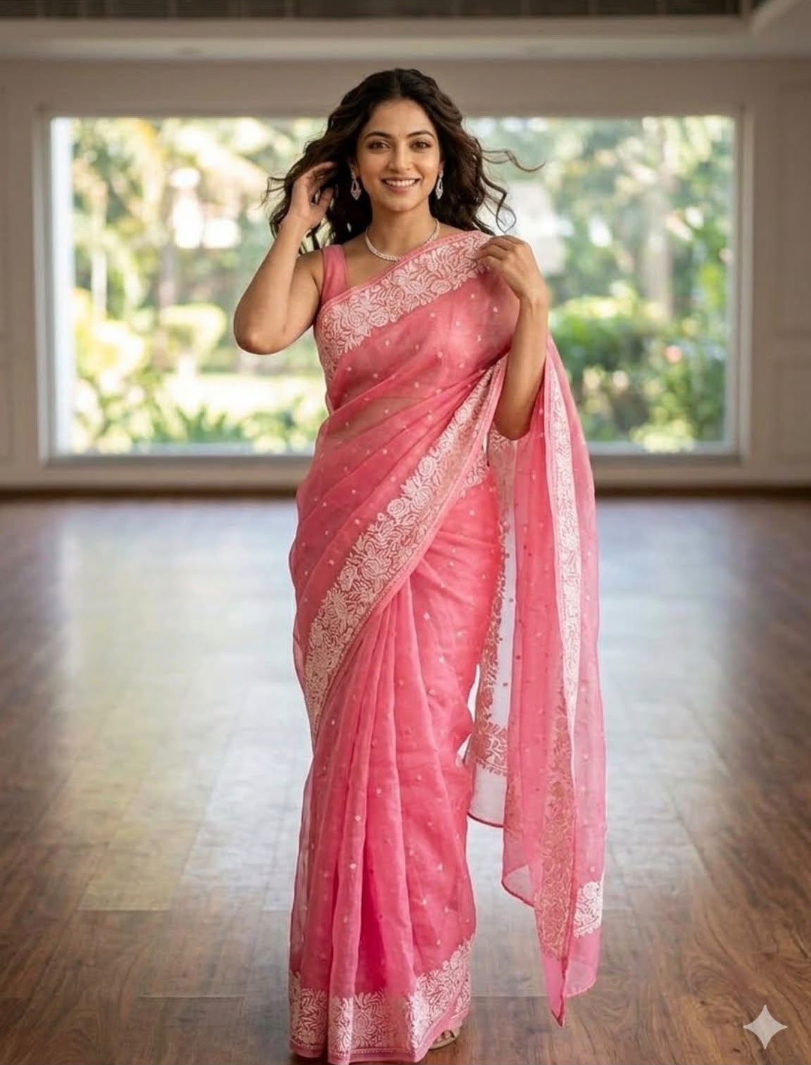 Jenifer Floral Banarasi Semi Kora Organza Silk Saree